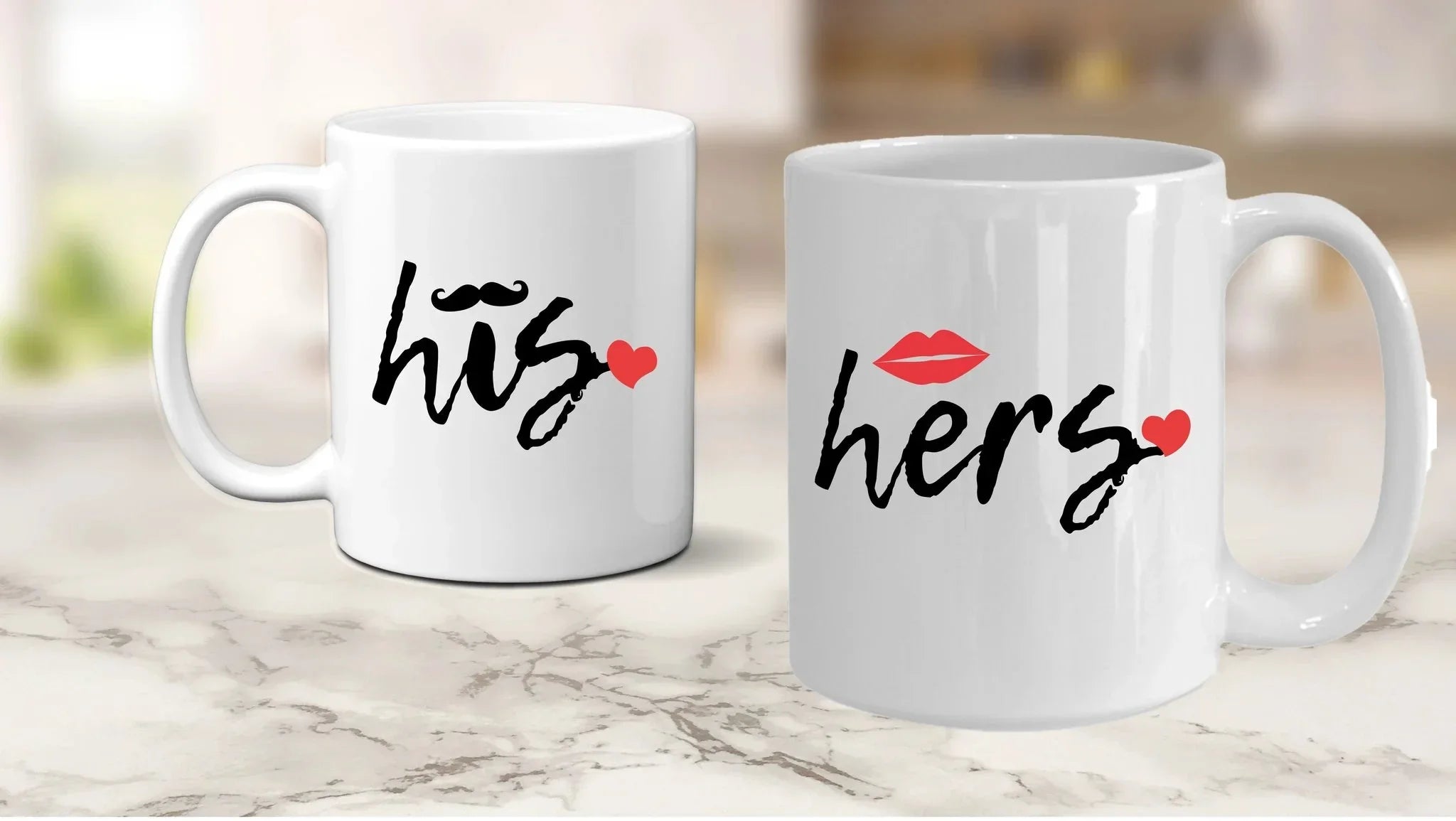 His and Hers Coffee Mug Set – Romantic Ceramic Mug Pair (11oz/15oz) for Couples, Anniversary, or Valentine’s Day