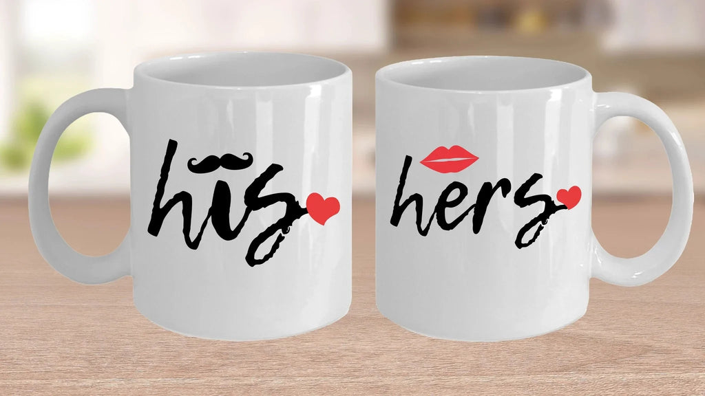 His and Hers Coffee Mug Set – Romantic Ceramic Mug Pair (11oz/15oz) for Couples, Anniversary, or Valentine’s Day