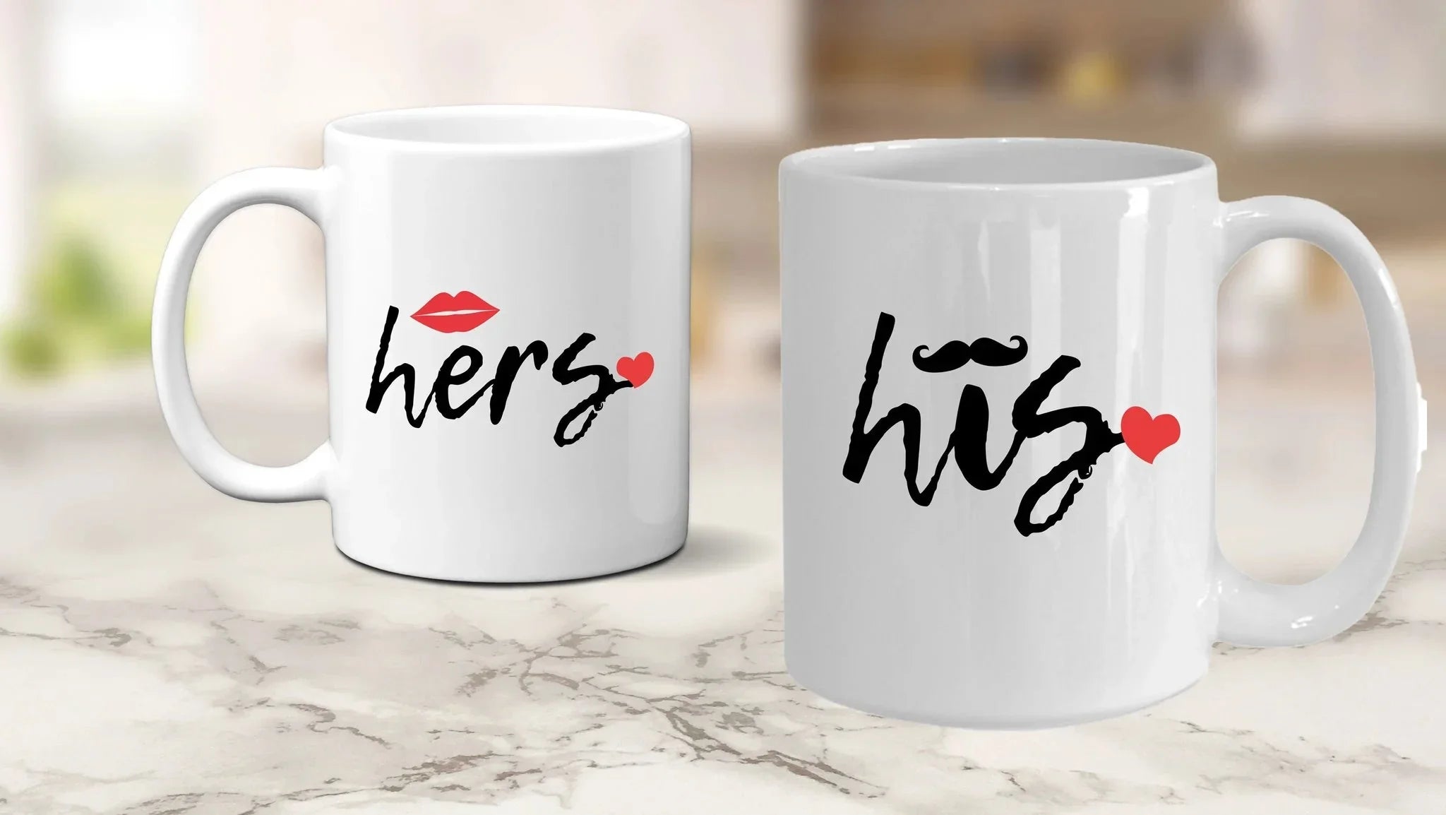 His and Hers Coffee Mug Set – Romantic Ceramic Mug Pair (11oz/15oz) for Couples, Anniversary, or Valentine’s Day