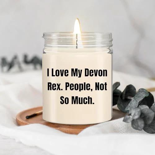 Devon Rex Cat Lover's 9oz Vanilla Soy Candle, Funny Quote Gifts from Men to Women Friends Family on Valentine's, Unique Devon Rex Cat Gifts