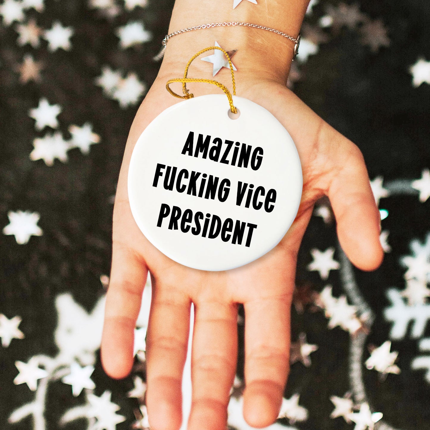 Funny Vice President Gifts for Men - Circle Ornament with Amazing F--king Vice President Quote, Christmas Unique Gifts from Friends or Family