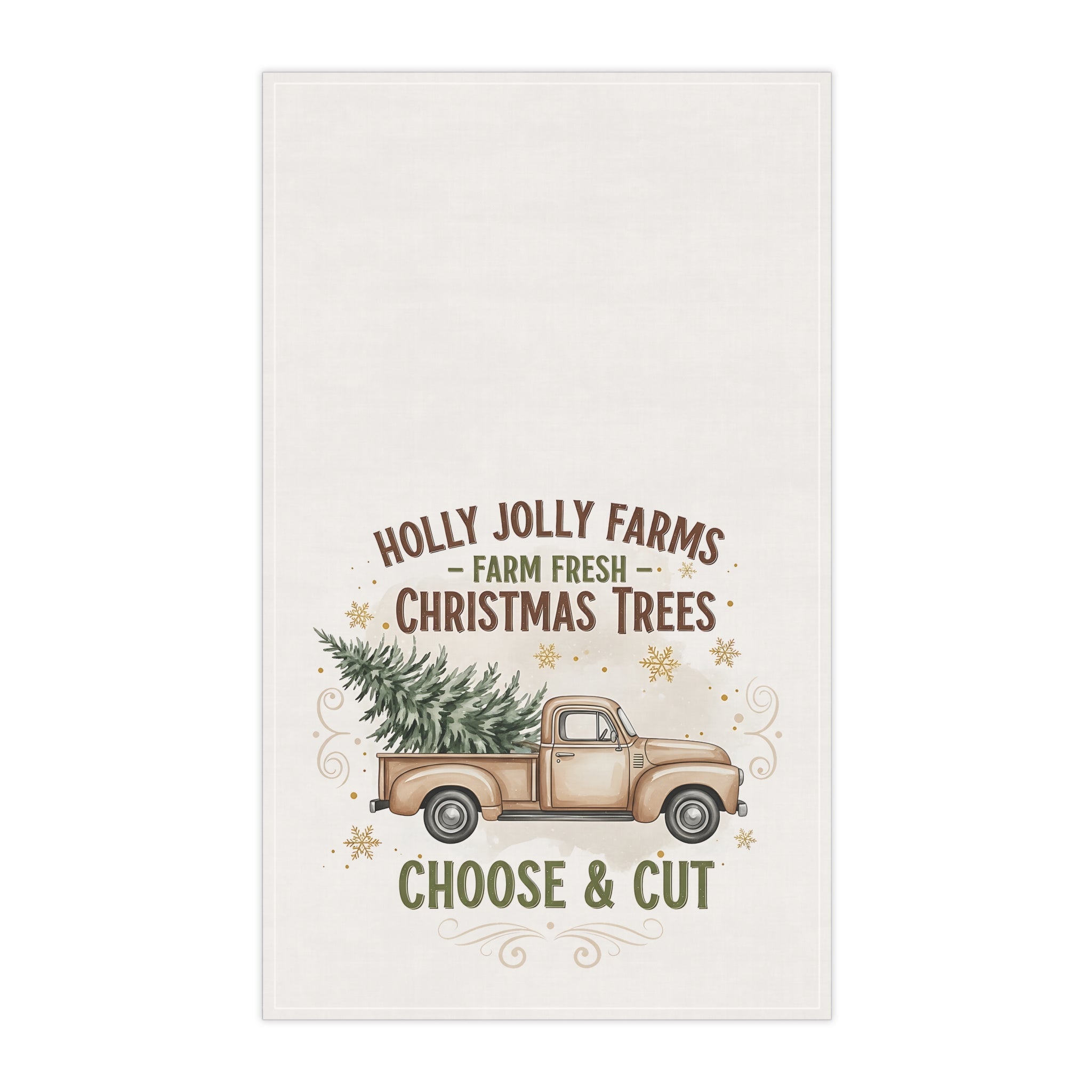 Christmas Tea Towel - "Holly Jolly Farms" Choose & Cut Truck Design