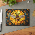 Bee Stained Glass Glass Cutting Board — Decorative Floral Kitchen Board