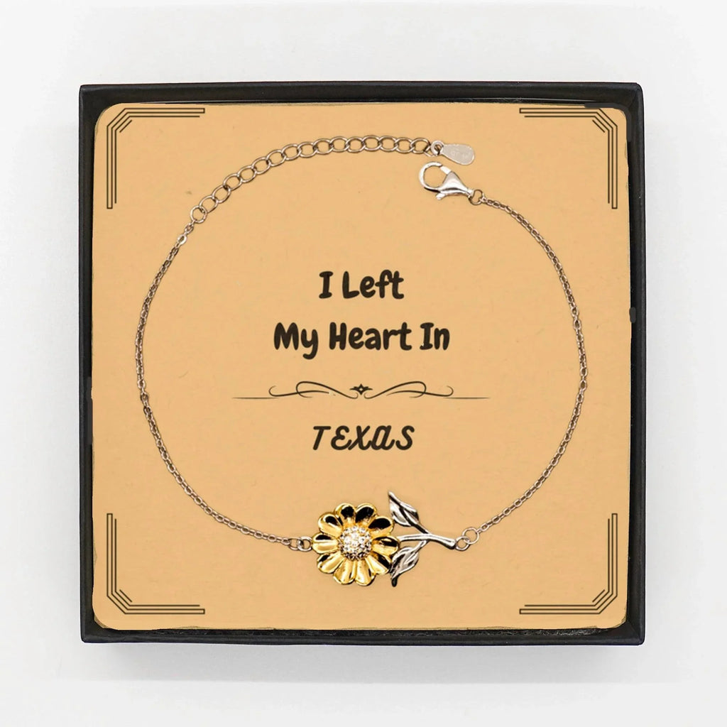 I Left My Heart In Texas Gifts, Meaningful Texas State for Friends, Men, Women. Sunflower Bracelet for Texas People