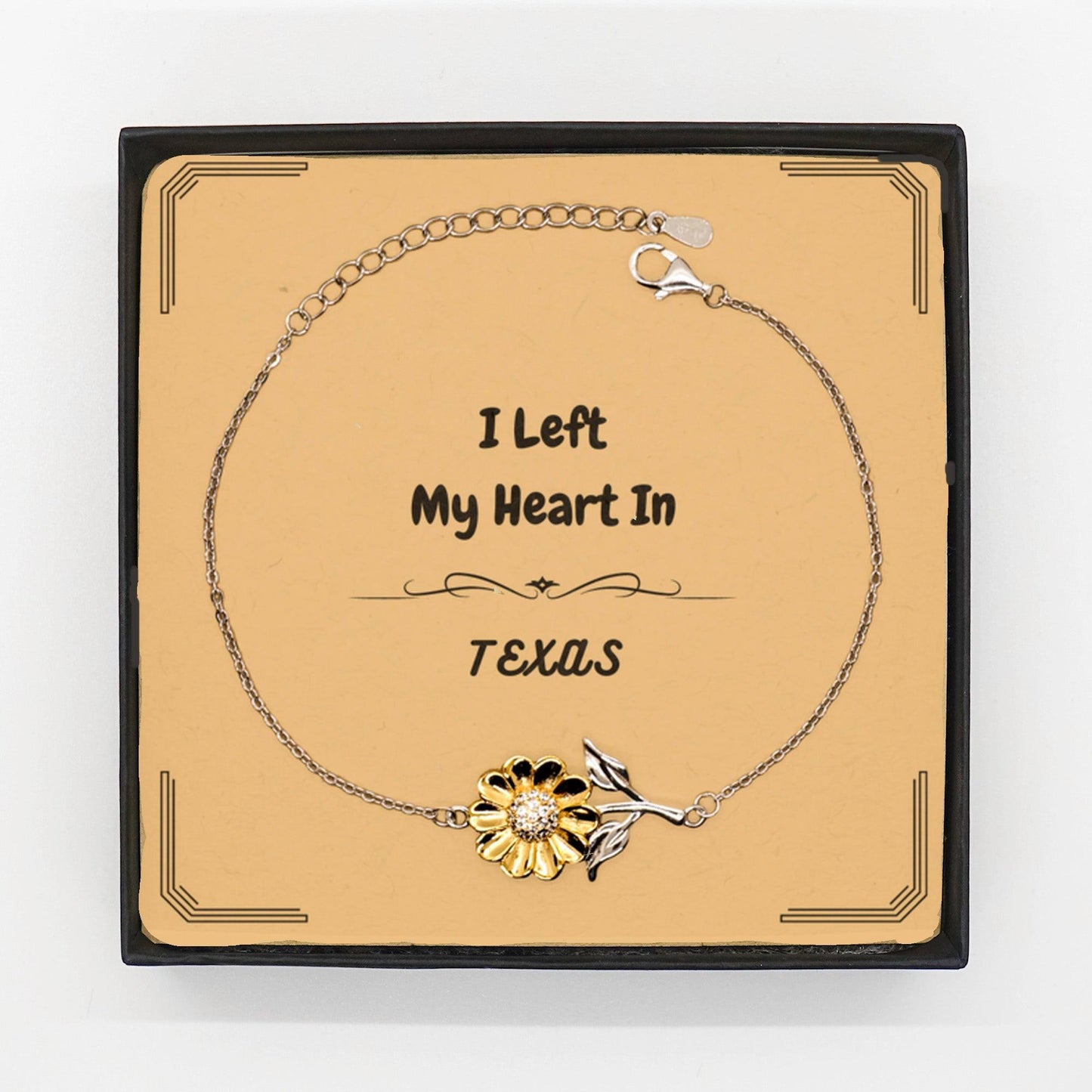 I Left My Heart In Texas Gifts, Meaningful Texas State for Friends, Men, Women. Sunflower Bracelet for Texas People - Mallard Moon Gift Shop