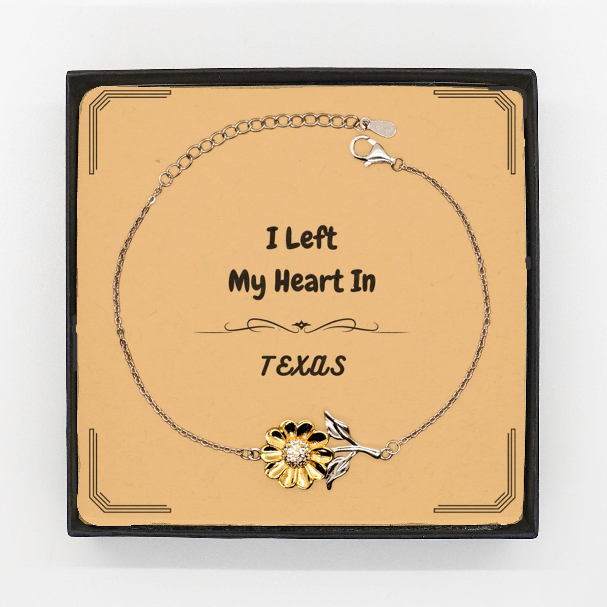 I Left My Heart In Texas Gifts, Meaningful Texas State for Friends, Men, Women. Sunflower Bracelet for Texas People - Mallard Moon Gift Shop