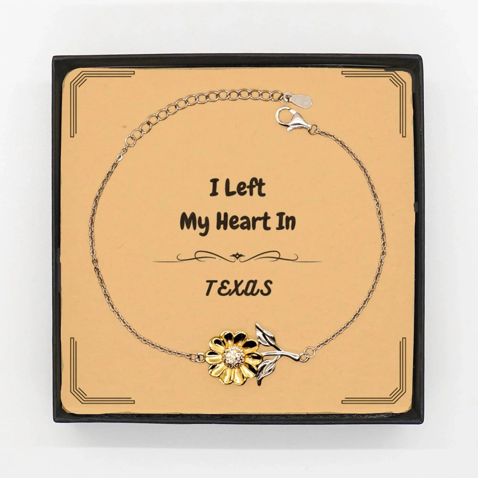 I Left My Heart In Texas Gifts, Meaningful Texas State for Friends, Men, Women. Sunflower Bracelet for Texas People