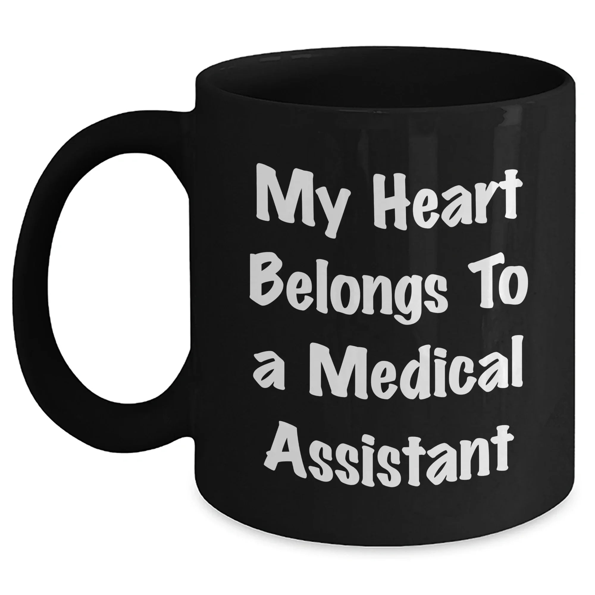 Funny Medical Assistant Gifts from Friends, Cute Graduation Unique Gifts for Medical Assistant, My Heart Belongs To A Medical Assistant Black Coffee Mug, Gifts from Friends to Medical Assistant