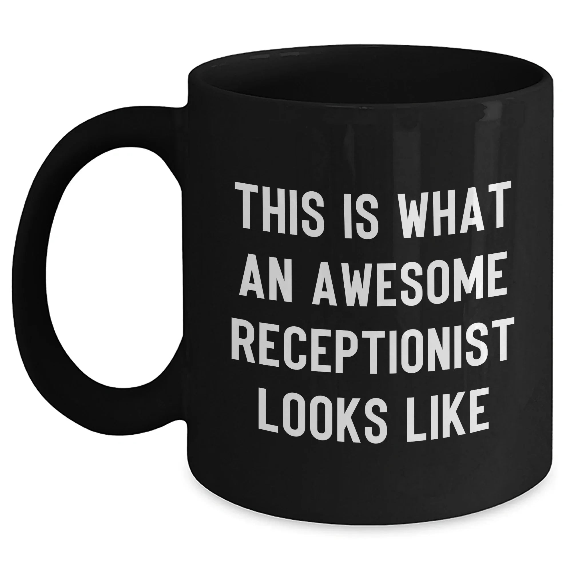 Funny Receptionist Gifts, 'This Is What An Awesome Receptionist Looks Like' Black Coffee Mug for Men, Gifts from Family, Unique Father's Day Unique Gifts for Coworkers