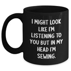 Sewing Enthusiast Gifts for Men | Funny Black Coffee Mug for Father's Day from Friends, Unique Sewing Themed Mug, Sewing is My Escape
