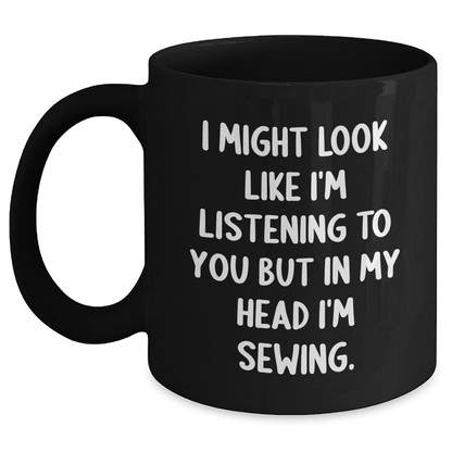 Sewing Enthusiast Gifts for Men | Funny Black Coffee Mug for Father's Day from Friends, Unique Sewing Themed Mug, Sewing is My Escape - Main
