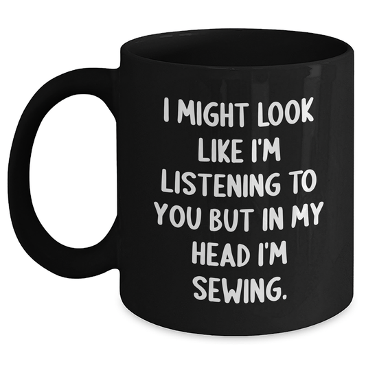 Sewing Enthusiast Gifts for Men | Funny Black Coffee Mug for Father's Day from Friends, Unique Sewing Themed Mug, Sewing is My Escape - Main