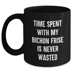 Bichon Frise Dog Lovers Gifts from Family, Funny Quote on Black Coffee Mug for Dad on Father's Day, Unique Present for Him