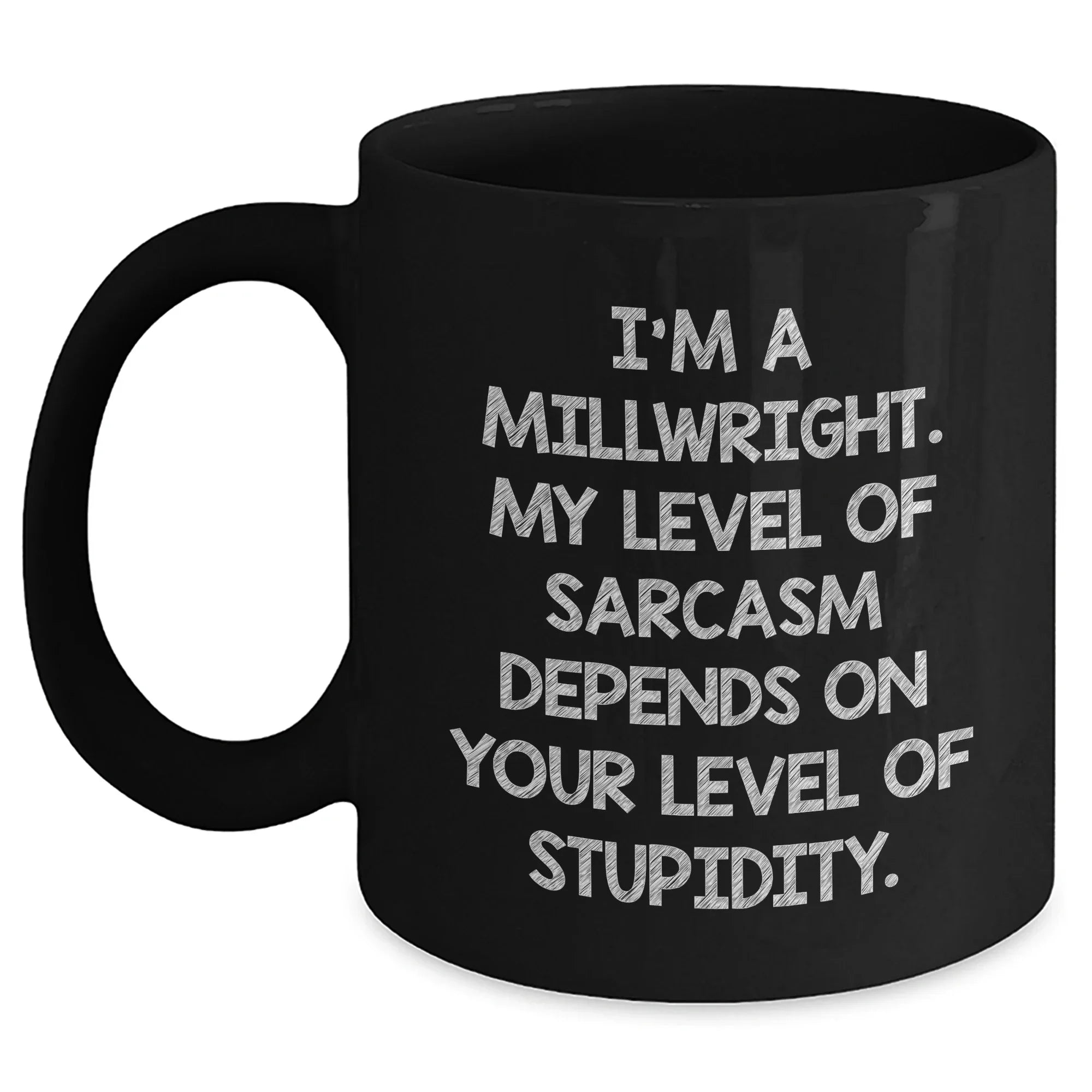 Funny Millwright Gifts, I'm A Millwright. My Level Of Sarcasm Depends On Your Level Of Stupidity. - Black Coffee Mug For Mother's Day