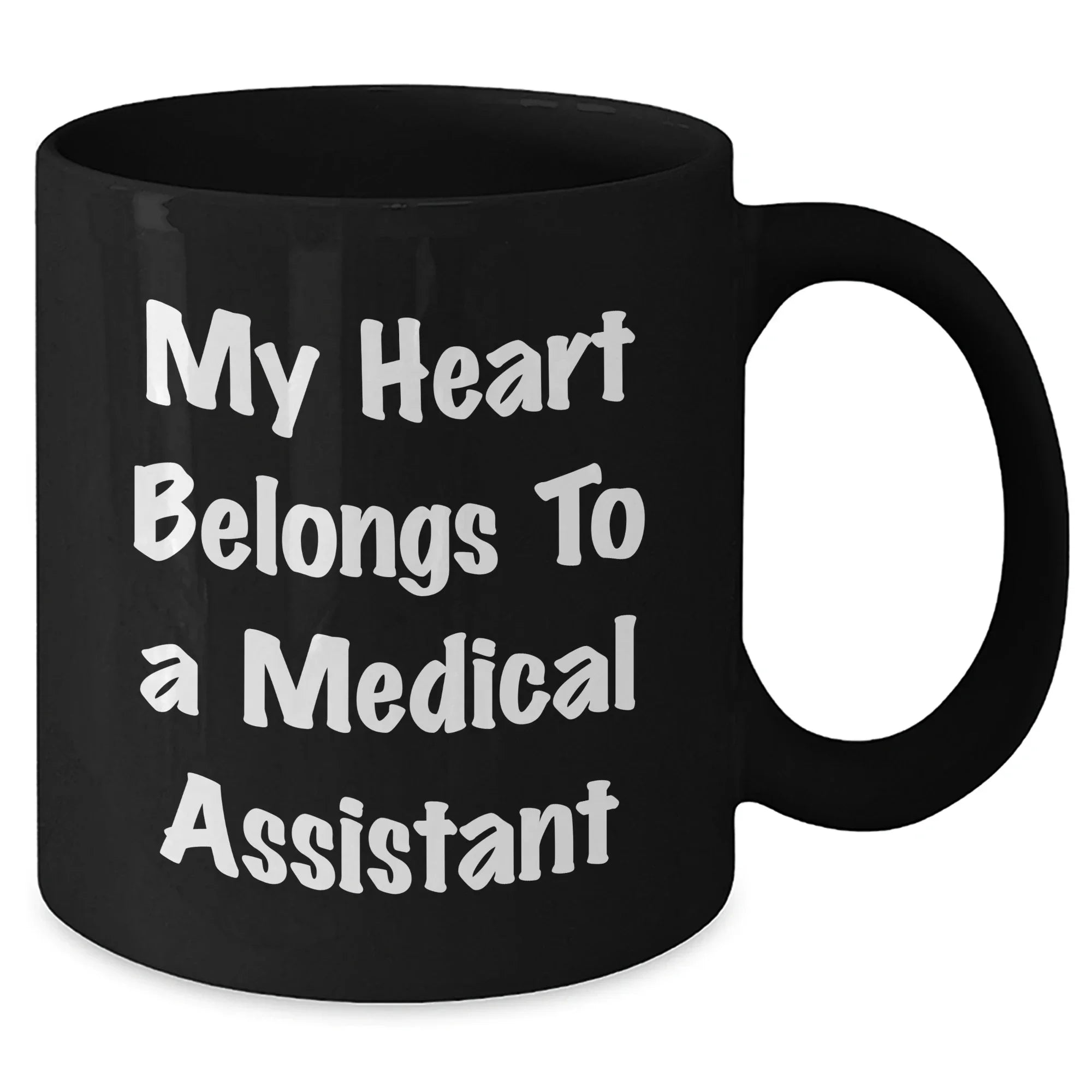 Funny Medical Assistant Gifts from Friends, Cute Graduation Unique Gifts for Medical Assistant, My Heart Belongs To A Medical Assistant Black Coffee Mug, Gifts from Friends to Medical Assistant