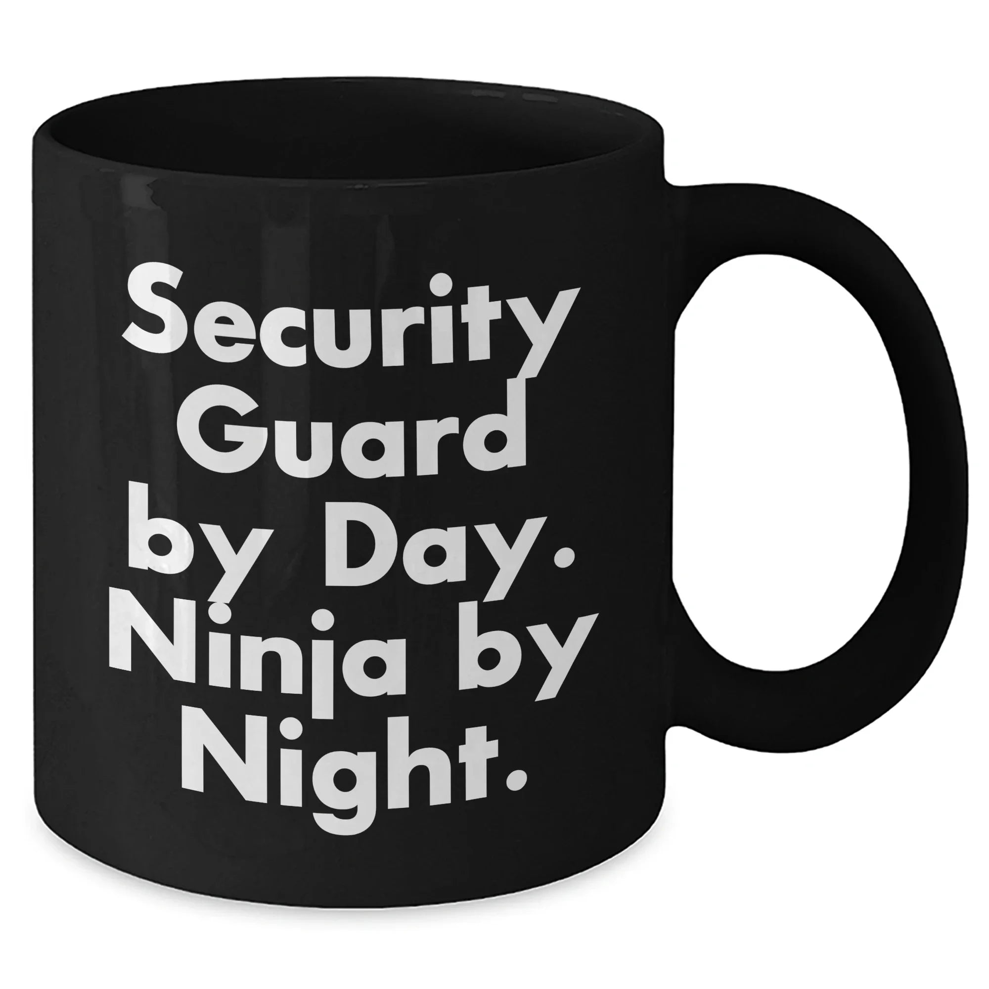 Funny Security Guard Gifts from Coworkers, Friends, or Family - 'Security Guard By Day. Ninja By Night.' Black Coffee Mug for Graduation