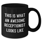 Funny Receptionist Gifts, 'This Is What An Awesome Receptionist Looks Like' Black Coffee Mug for Men, Gifts from Family, Unique Father's Day Unique Gifts for Coworkers