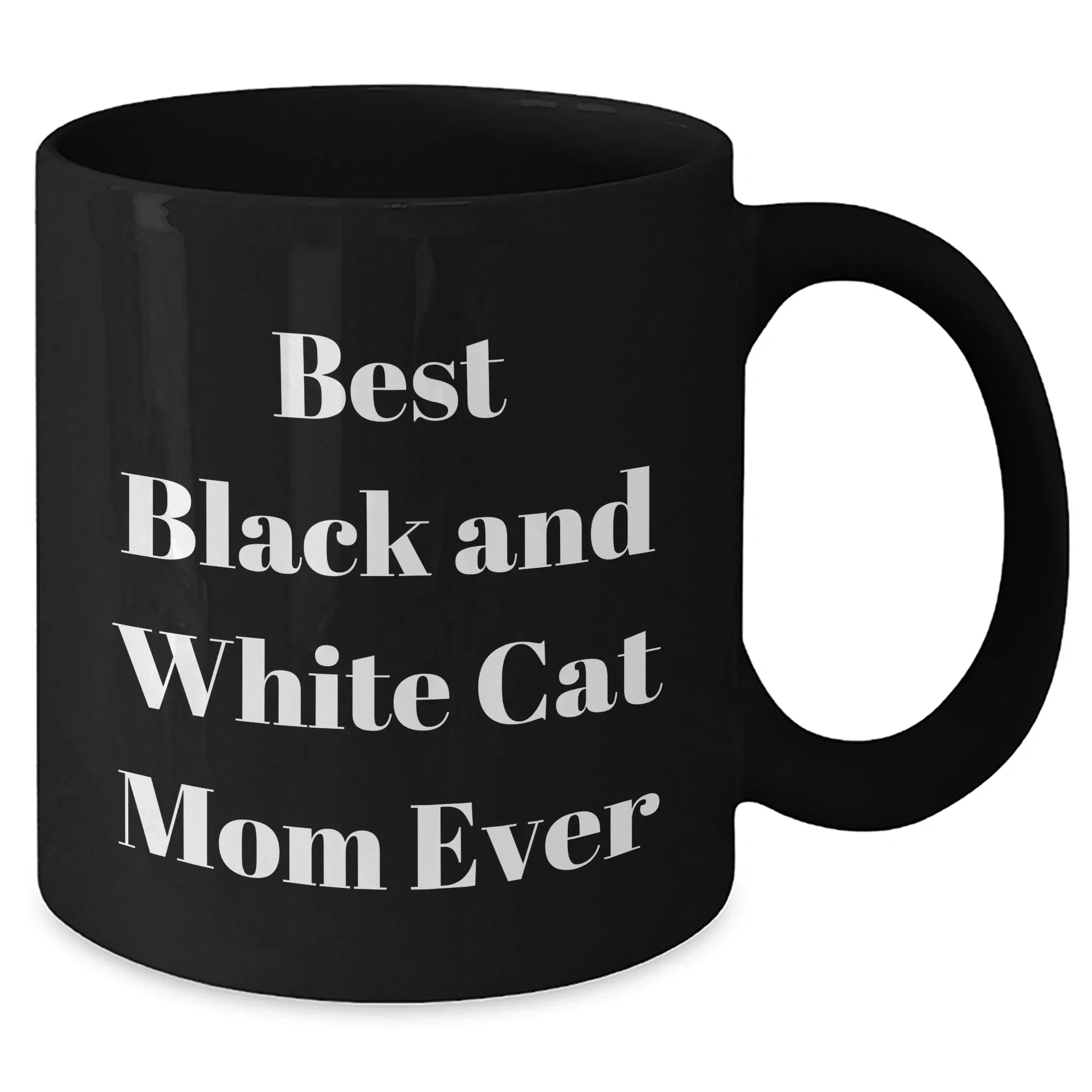 Funny Black and White Cat Mom Ever Gifts from Mom to Dad, Unique Black Coffee Mug for Father's Day