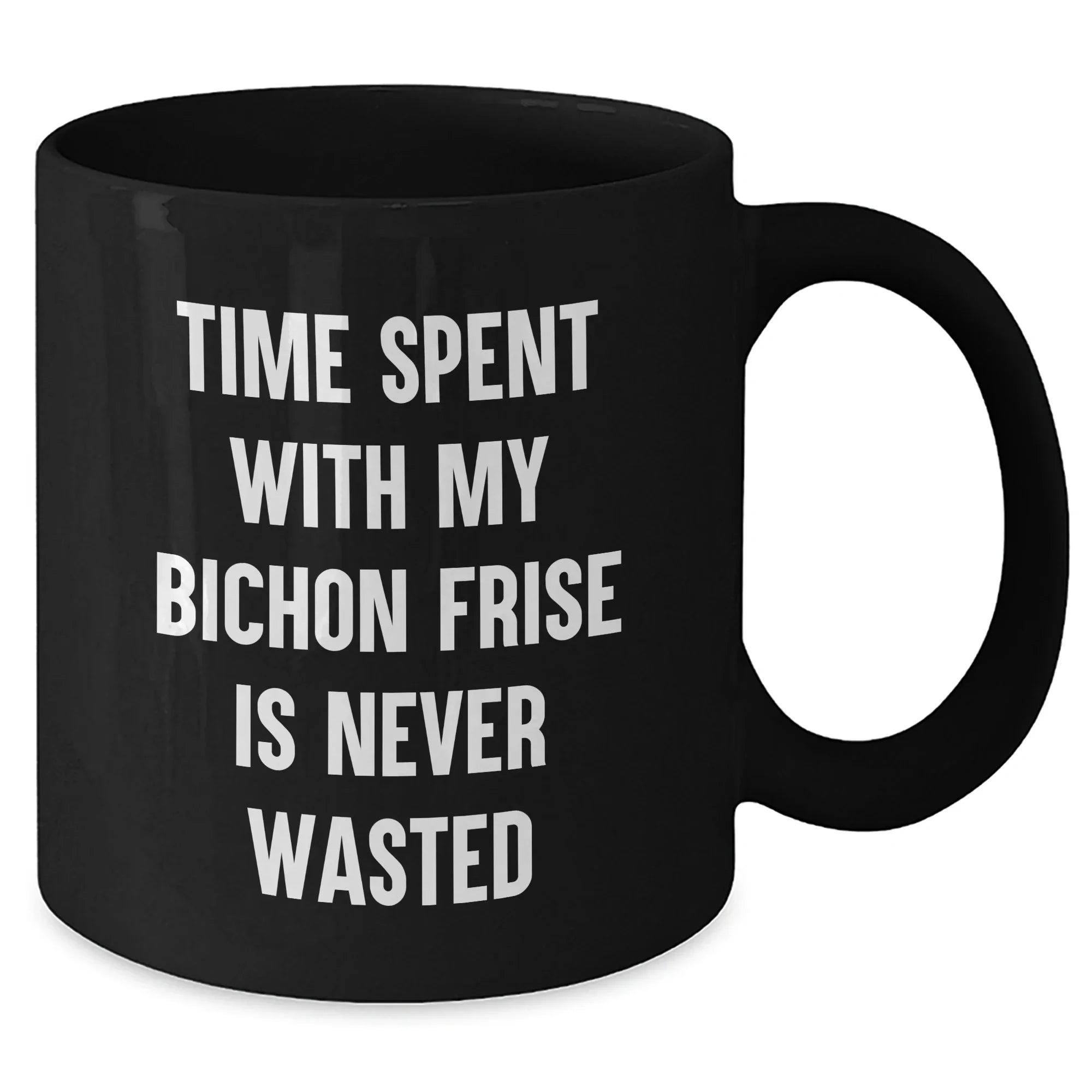 Bichon Frise Dog Lovers Gifts from Family, Funny Quote on Black Coffee Mug for Dad on Father's Day, Unique Present for Him