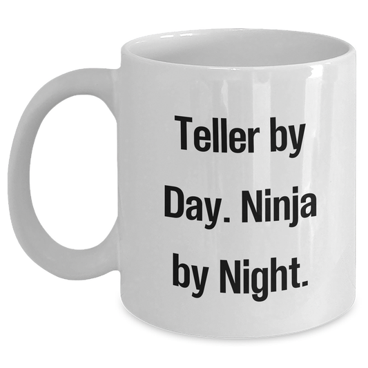 Teller's Funny Graduation Gifts from Friends - White Coffee Mug, Ninja By Night Quote, 11oz or 15oz, Ceramic, Microwave and Dishwasher Safe - Main