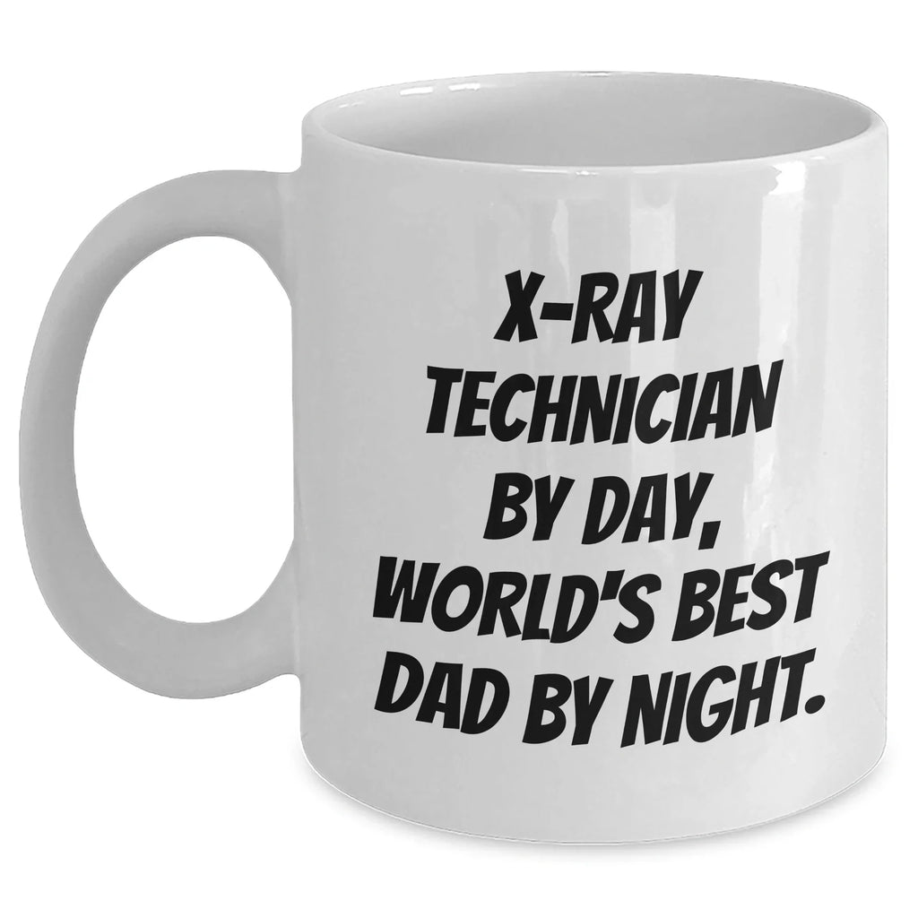 X-Ray Technician Gifts - Funny White Coffee Mug for World's Best Dad - Gifts from Men to X-Ray Technician Friends and Family, Graduation Unique Gifts