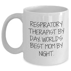 Respiratory Therapist Gifts, World's Best Mom Quote, White Coffee Mug, Father's Day Unique Gifts from Family
