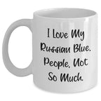 Funny Russian Blue Cat Gifts for Men from Family, Unique White Coffee Mugs for Father's Day