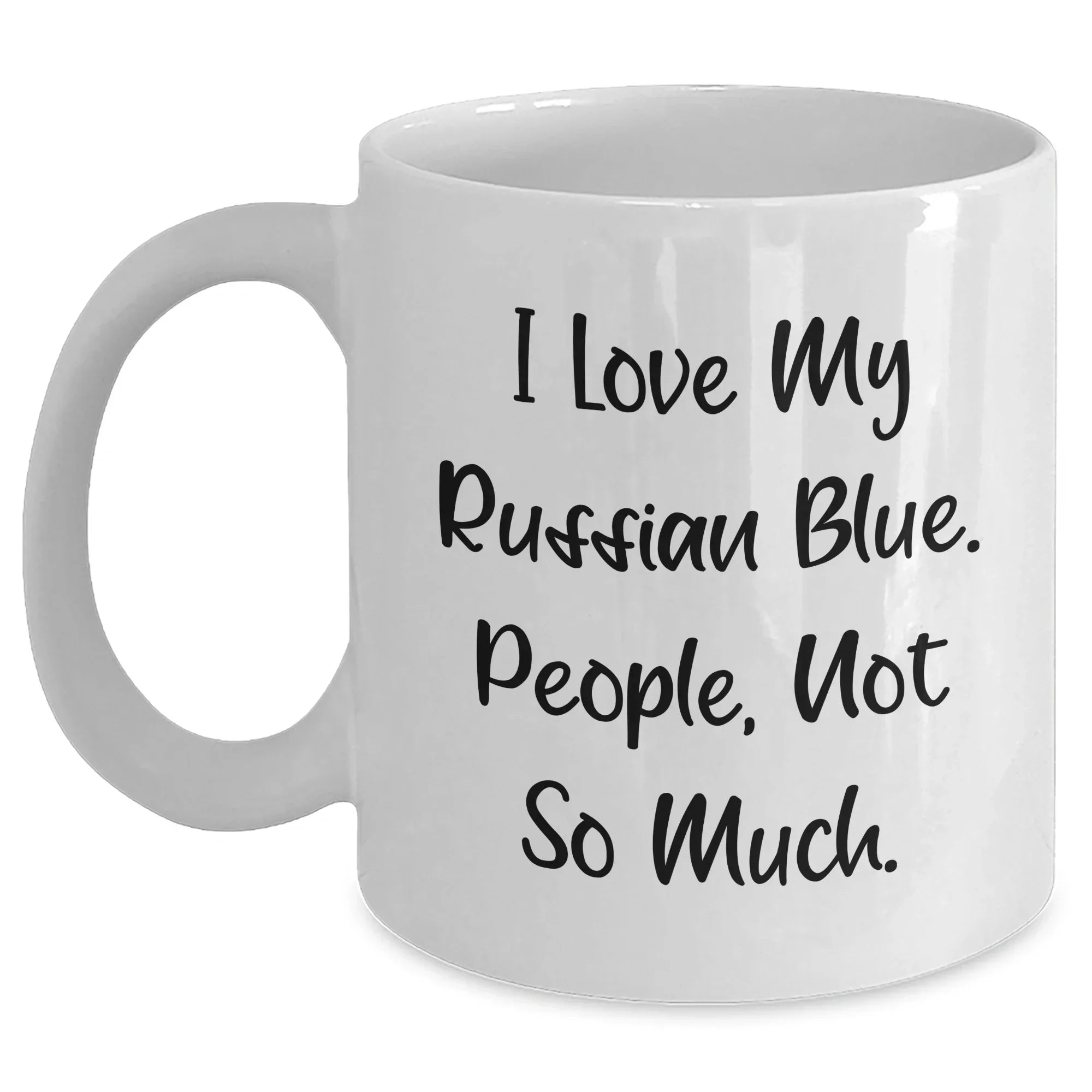 Funny Russian Blue Cat Gifts for Men from Family, Unique White Coffee Mugs for Father's Day