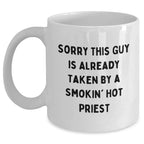 Funny Priest Quotes Gifts from Friends for Priest on Father's Day White Coffee Mug, 11oz or 15oz Capacity, Ceramic, Microwave, and Dishwasher Safe