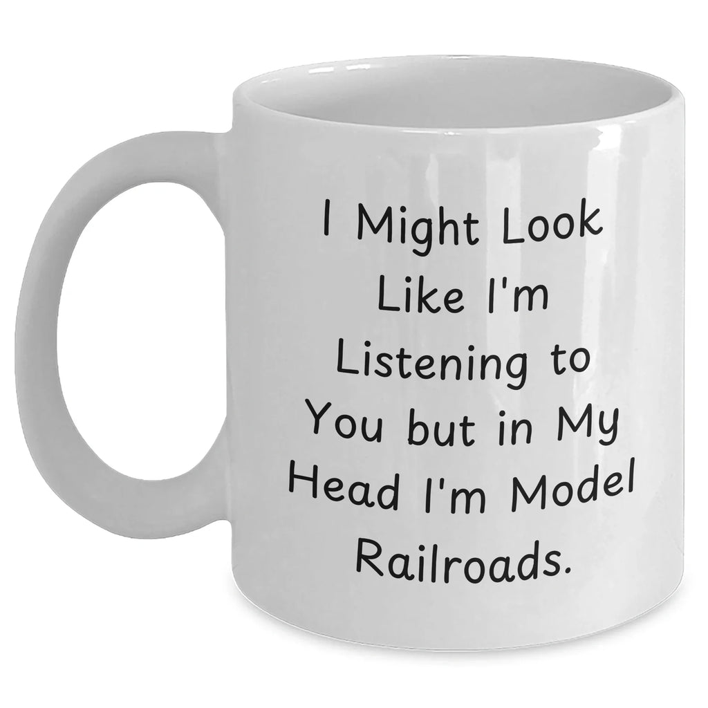 Funny Model Railroads Lovers Gifts from Dad to Son, Unique White Coffee Mug for Father's Day