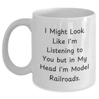 Funny Model Railroads Lovers Gifts from Dad to Son, Unique White Coffee Mug for Father's Day