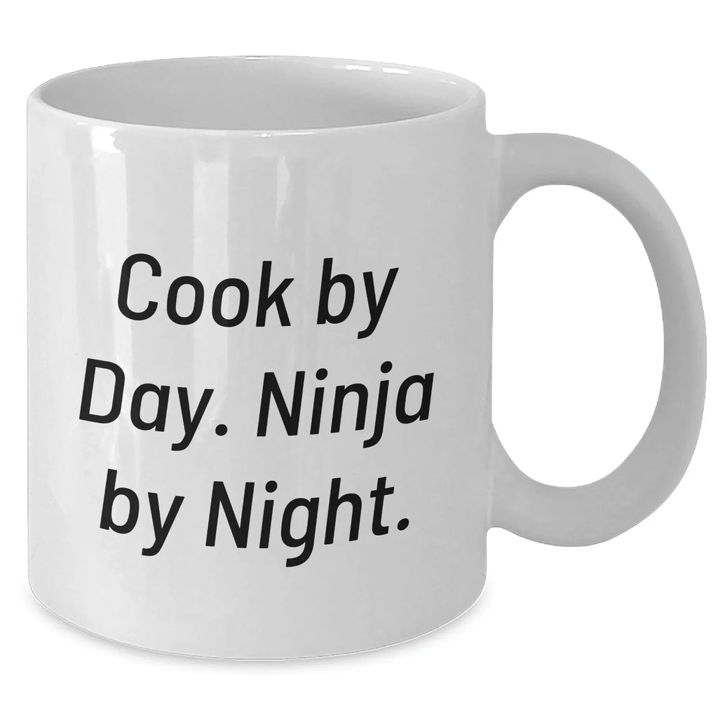 Funny Cook Gifts - 'Cook By Day. Ninja By Night.' White Coffee Mug for Mom's Unique Gifts from Family, Friends, or Coworkers