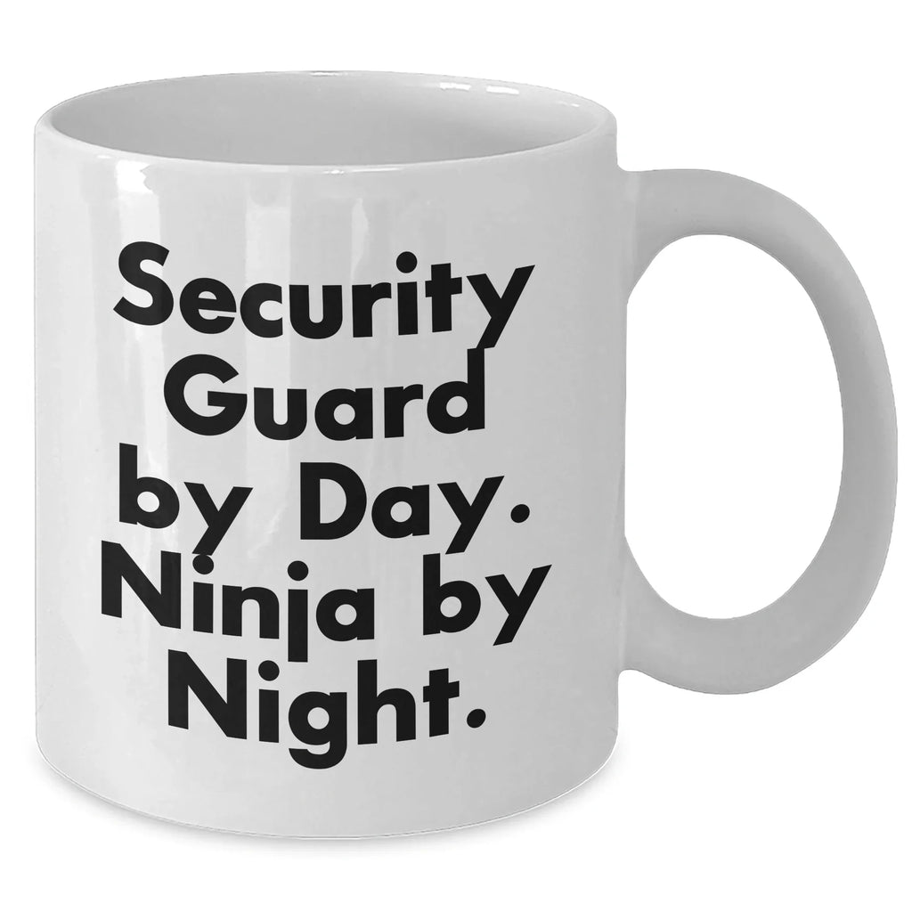 Inspirational Security Guard Gifts for Graduation - White Coffee Mugs with Funny Quote 'Security Guard By Day. Ninja By Night.' from Friends, Gifts for Security Guards
