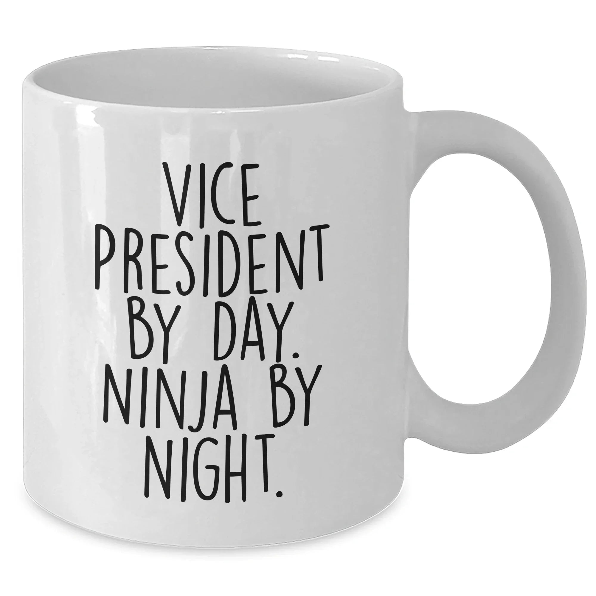 Vice President Gifts from Friends, Funny White Coffee Mug for Graduation, 'Vice President By Day. Ninja By Night.' Quote