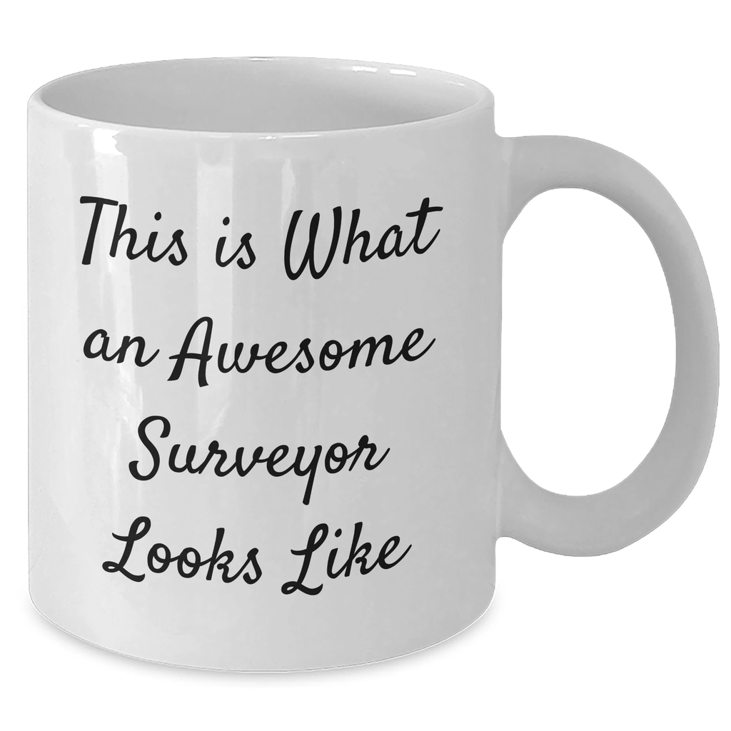 Funny Surveyor Gifts for Mom, Surveyor White Coffee Mug with Inspirational Quote, Gifts from Family, Mother's Day Unique Gifts for Surveyor