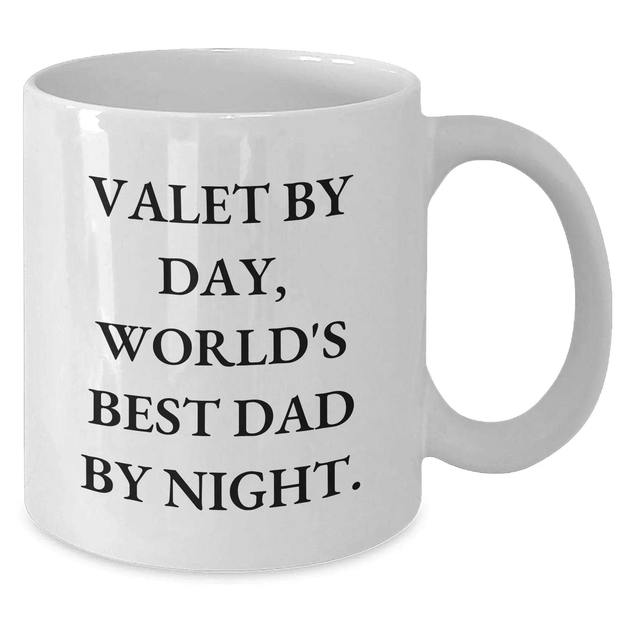 Funny Valet Gifts by Day, World's Best Dad by Night White Coffee Mug, Unique Father's Day Unique Gifts from Friends, Family, or Coworkers