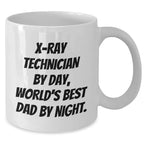 X-Ray Technician Gifts - Funny White Coffee Mug for World's Best Dad - Gifts from Men to X-Ray Technician Friends and Family, Graduation Unique Gifts