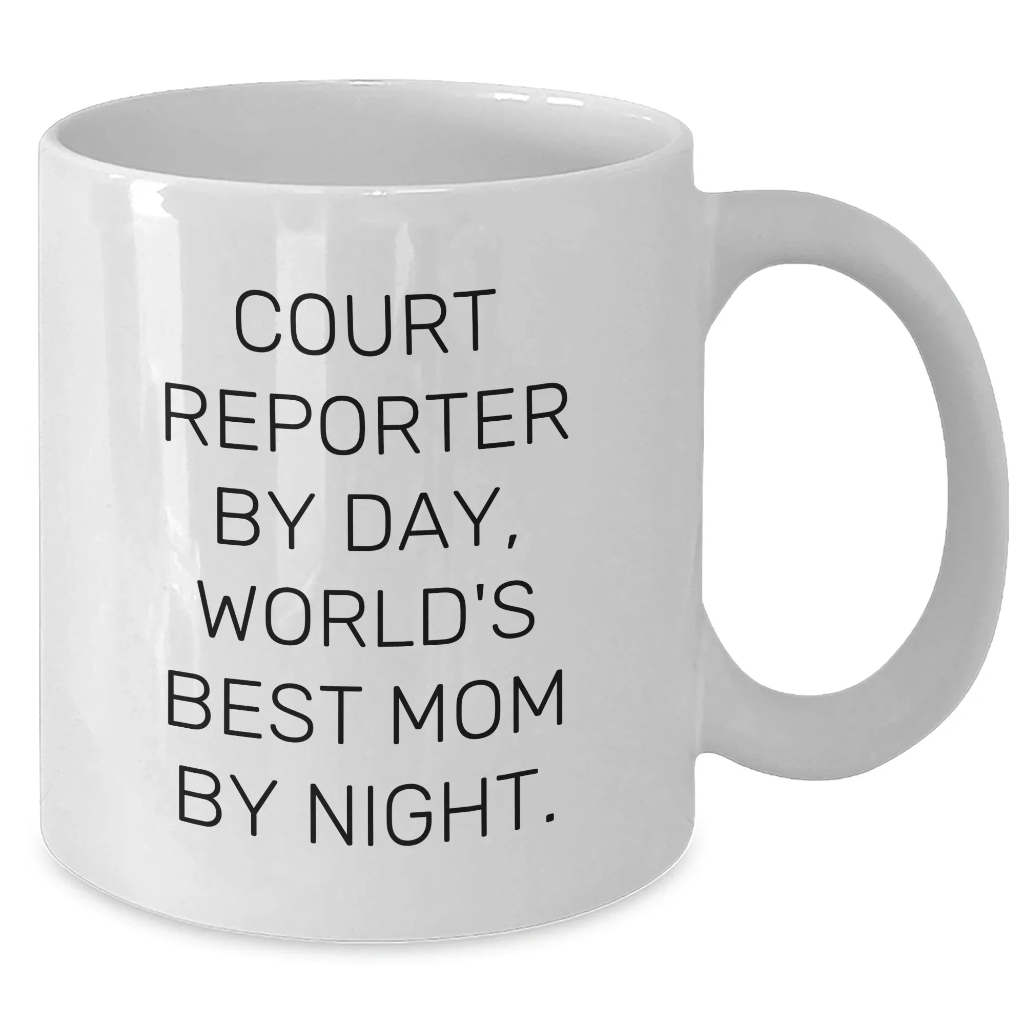 Court Reporter Gifts, Funny White Coffee Mugs for Court Reporters By Day, World's Best Mom By Night. Gifts from Mom to Court Reporter, Unique Graduation Gifts