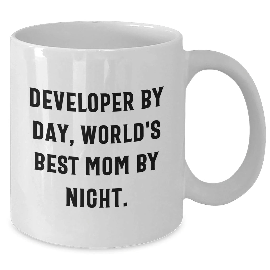 Developer Gifts, Funny Quote White Coffee Mug, Gifts from Mom to Developer, Unique Graduation Gifts for Developer