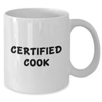 Funny Cook Gifts from Men to Cooks on Father's Day, White Coffee Mug, 11oz or 15oz Capacity, Ceramic, Microwave, and Dishwasher Safe