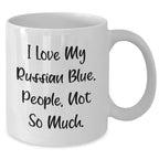 Funny Russian Blue Cat Gifts for Men from Family, Unique White Coffee Mugs for Father's Day