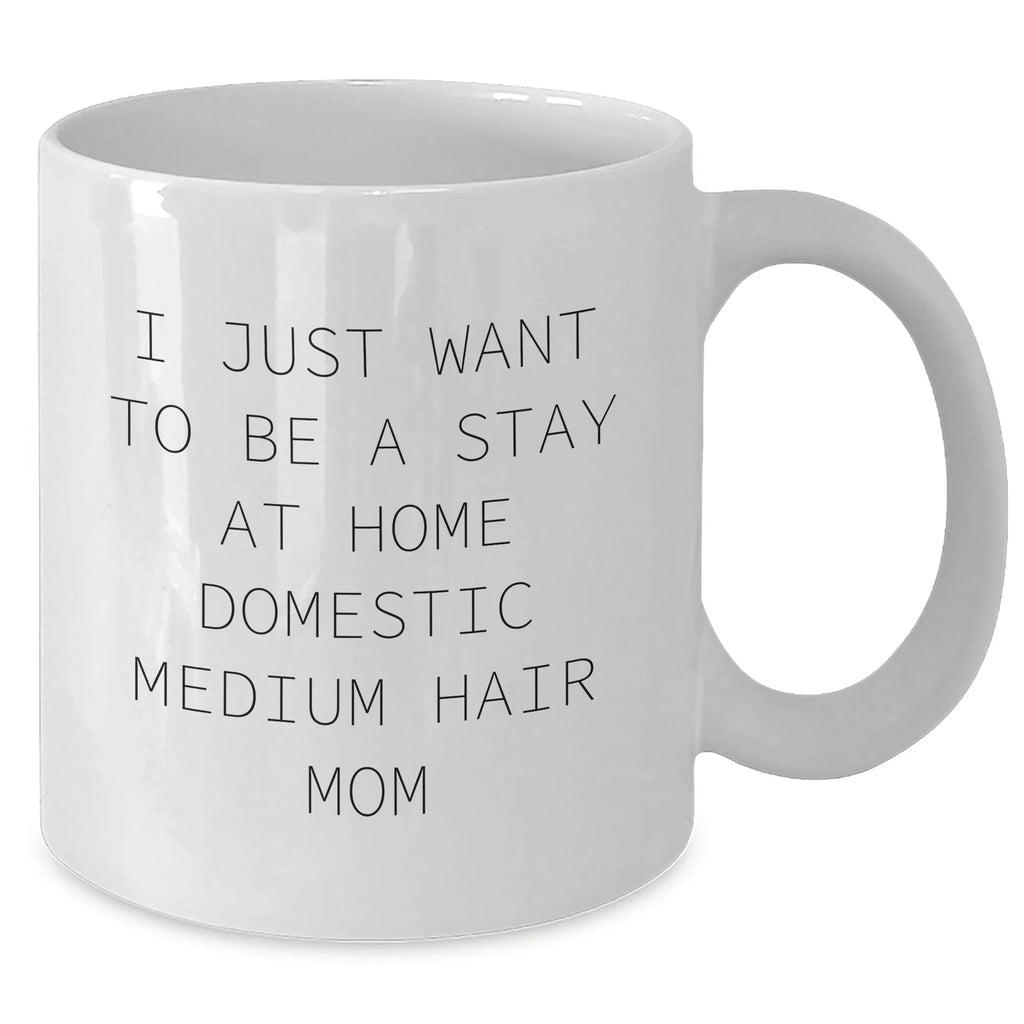 Domestic Medium Hair Cat Mom Funny Coffee Mug Gifts from Friends and Family for Dad's Day, 'I Just Want To Be A Stay At Home Domestic Medium Hair Mom'