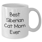 Siberian Cat Lovers Gift, Funny White Coffee Mug for Best Dad Ever, Father's Day Unique Gifts from Mom, 11oz or 15oz Capacity, Microwave and Dishwasher Safe