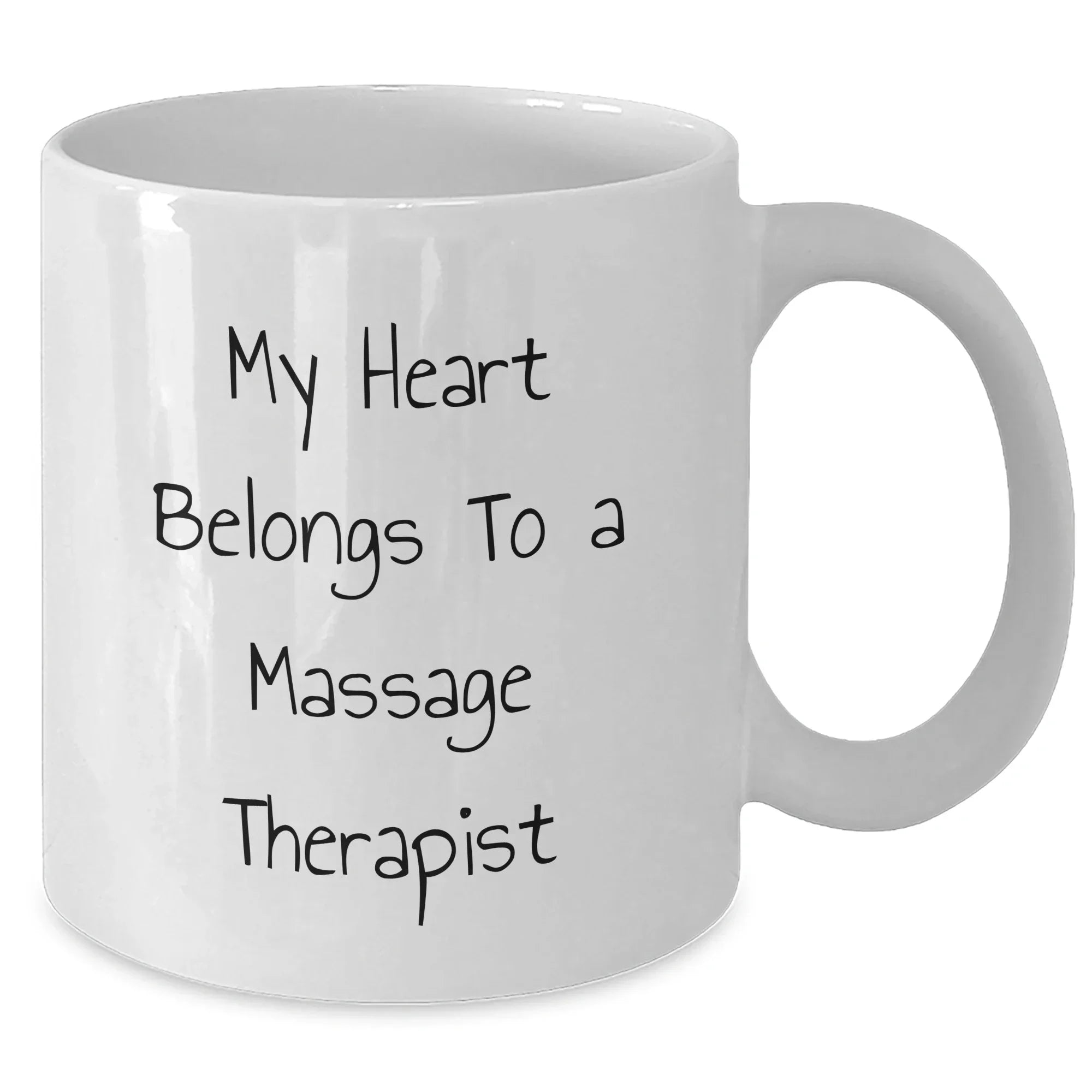 Massage Therapist Gifts from Men, Funny White Coffee Mug, 'My Heart Belongs To A Massage Therapist', Mother's Day Unique Gifts