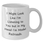 Funny Model Railroads Lovers Gifts from Dad to Son, Unique White Coffee Mug for Father's Day