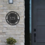 Bold Circle Address Personalized Front Door, Porch, Patio Steel Wall Sign Metal Art