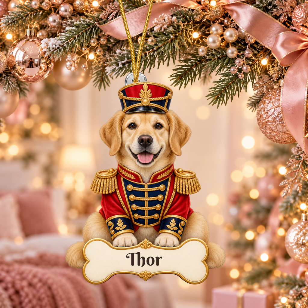 Personalized Nutcracker Dog Christmas Ornament from Photo, Custom Pet Portrait Acrylic Cutout, Nutcracker Soldier Holiday Dog Lover Gift