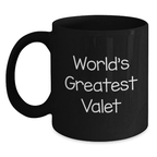Gifts from Friends, Funny World's Greatest Valet, Black Coffee Mug for Valet, Best Mother's Day Unique Gifts - Main