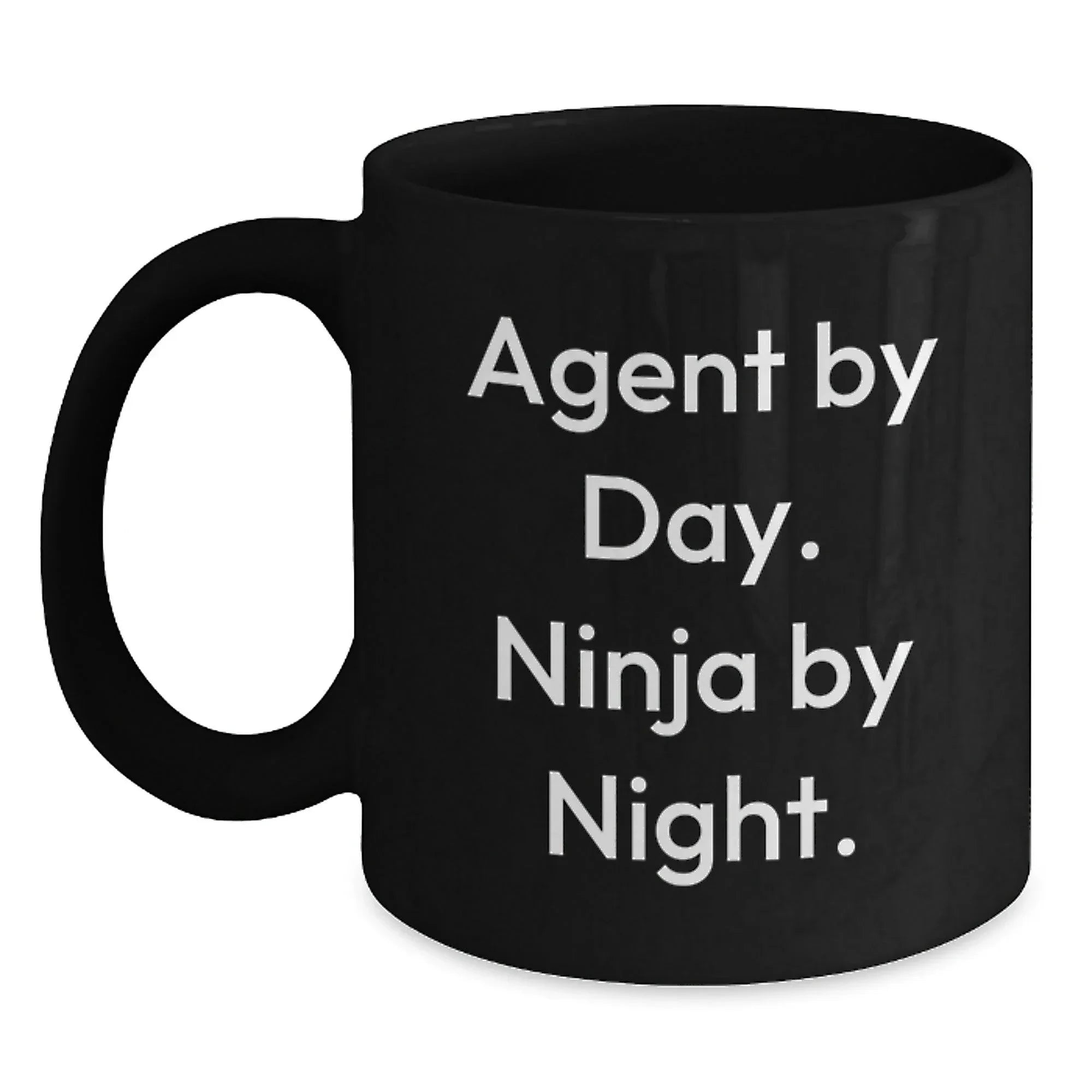 Funny Agent Gifts for Men, Women, and Friends - Agent By Day. Ninja By Night. Christmas Unique Black Coffee Mug