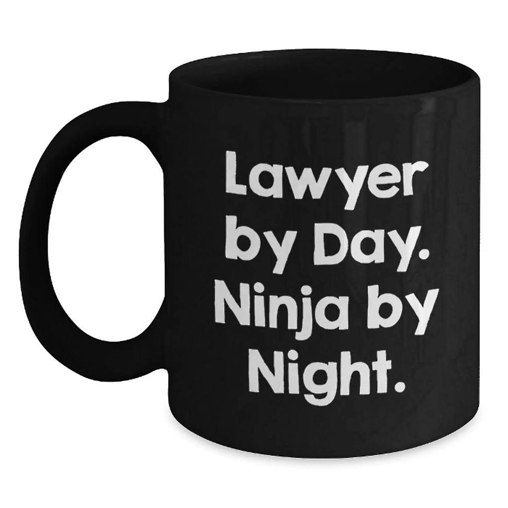 Funny Lawyer Gifts from Men to Lawyer Friends for Graduation Unique - Lawyer By Day. Ninja By Night. Black Coffee Mug - Main
